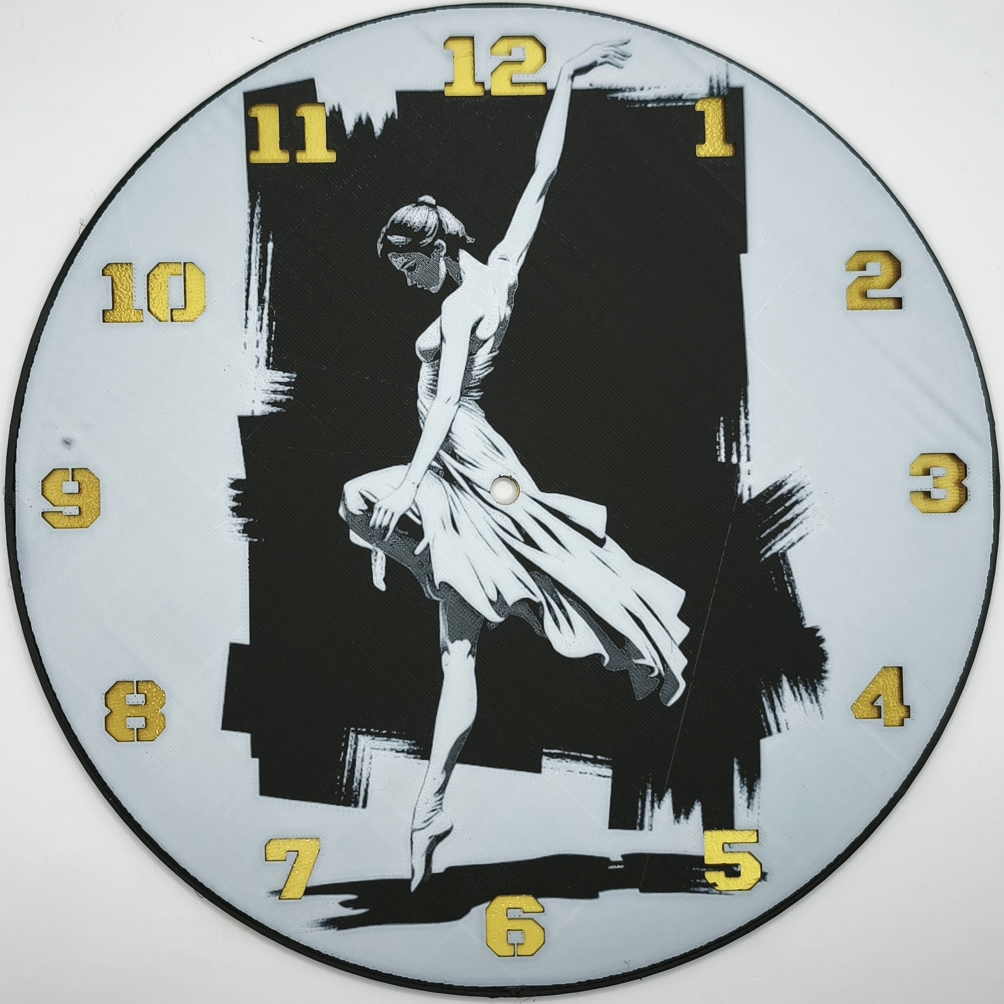Horloge complète : La danseuse étoile (impression 3D) avec les nombres en couleur or