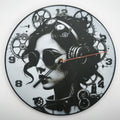 Horloge complète : Lady steampunk (impression 3D) avec les nombres en couleur noir avec aiguilles
